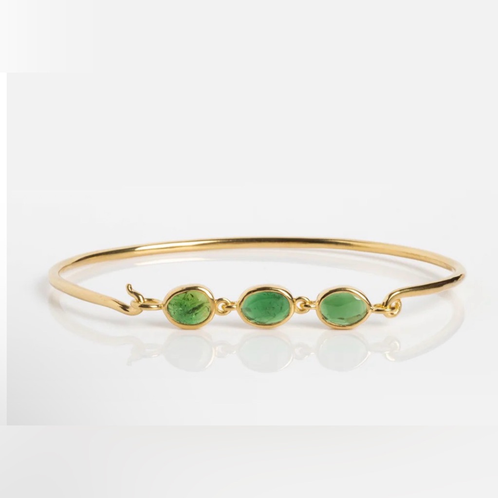 Local Eclectic Jonc Imperial Bracelet - Gold Bangle With Tourmaline Stones